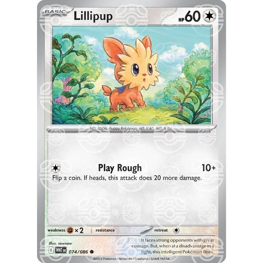 Lillipup – 074/086 – White Flare – (Master Ball Pattern)