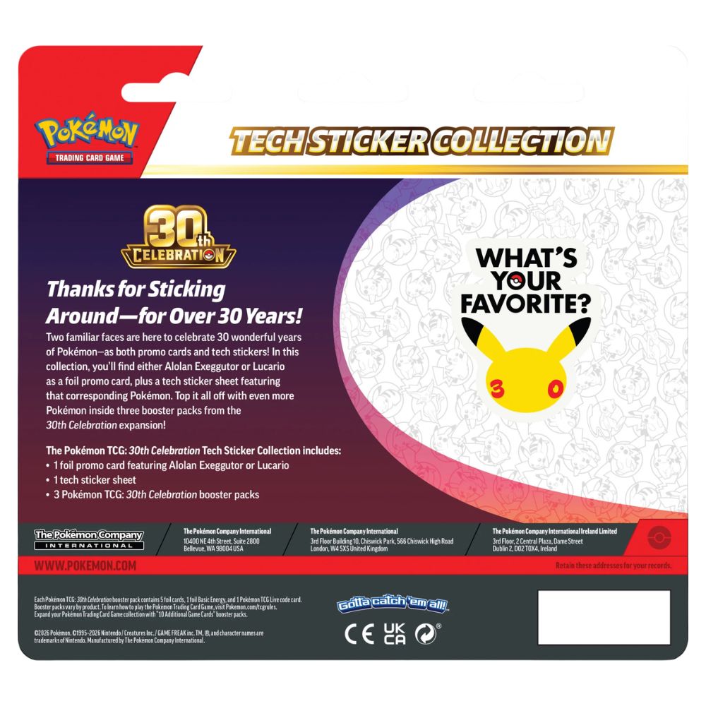 Pokémon: 30th Celebration – Tech Sticker Collection Lucario