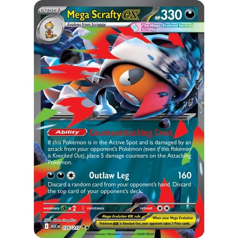 Mega Scrafty ex –  135/217  –  Ascended Heroes